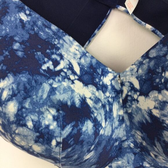 Cacique Lightly Lined No Wire Tye Dye Molded Adjustable Bra Blue Size 46DDD - Picture 3 of 12